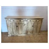 Painted Distressed Wood Sideboard Cabinet