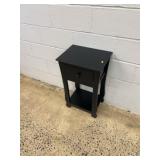 Black Wooden Nightstand with Drawer