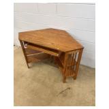Oak Corner Computer Desk With Shelves