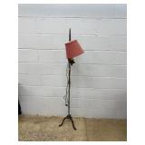 Metal Floor Lamp With Red Plaid Shade