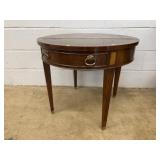 Round Mahogany Side Table With Drawer