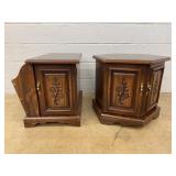 Wood Cabinet Side Tables with Floral