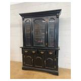 2pc. Pine Black Painted Cabinet Hutch