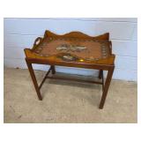 Inlaid Wood Tray Table with Musical Motif