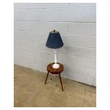 Wood Tripod Side Table With Lamp