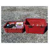 (2) Storage Totes w/ Sandpaper & Drywall Supplies