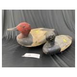 (2) Vintage Carved Wood Duck Decoys