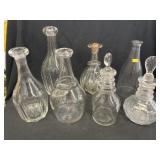 Grouping of Clear Glass Stopper Bottles