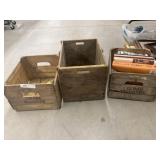 3 Wooden Fruit Crates w/ Books