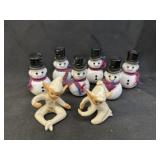 Vintage Snowman-From Bottles w/ Elf Figurines