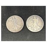 (2) Walking Liberty Silver 1/2 Dollars