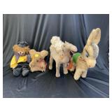 Plush and Fur Covered Figurines w/ Porcelain Doll