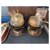 2 Copper Fondue Pots