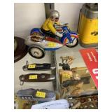 Tin Litho Motorcycle w/ Pocket Knives &