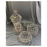 Grouping Vintage Wire-Form Egg & Storage Baskets