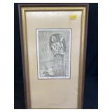 Framed Block Print of Owl