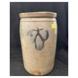 Blue Slip-Decorated Storage Crock