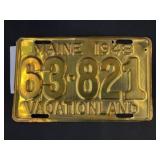 Brass 1948 Maine License Plate