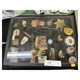 Riker Mount w/ Pins & Collectibles