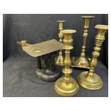 Brass Candlesticks w/ Countertop Scale