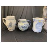 (3) European Stoneware Pitchers