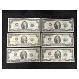 (6) $2 Bills