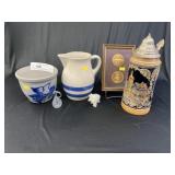 Eldreth Pottery Storage Crock w/ Beer Stein &