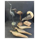 Grouping of Carved Wood and Cast Metal Shore Birds