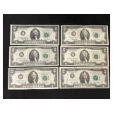 (6) $2 Bills
