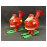(2) Vintage Plastic Santa-From Candy Containers
