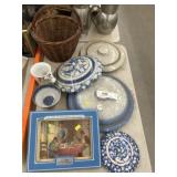 Stoneware Lids, Basket & Advertisement