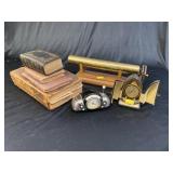 Kaleidoscope w/ Travel Clocks & Vintage Books