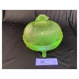 Vaseline Glass Covered Dish