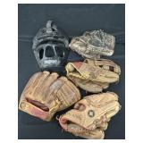 Baseball Vintage Gloves & Catched Mask