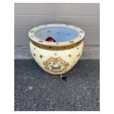 Porcelain Fish Bowl Planter w/ Butterfly Motif