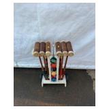 Wooden Croquet Set with Balls and Stand