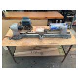 Wood Lathe With Motor, Tools, and Accessories