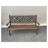 Wood and Cast Iron Outdoor Garden Bench