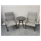 Outdoor Patio Set: 2 Metal Chairs & Side Table
