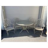 5 Pc. Metal Patio Set With Glass Top Table