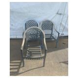 Three Outdoor Metal Armchairs