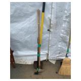 Garden Tool Lot: Shovel, Hoe, Cultivator