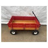 Wood and Metal Pull Wagon with Red Sides