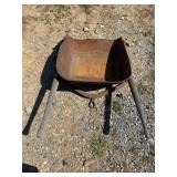 Rusty Metal Wheelbarrow Frame with Wood Handles