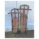 Flexible Flyer Wooden Sleds Pair