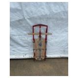 Challenger Wooden Sled with Red Metal Runners