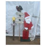 Wooden Christmas Santa and Holiday Sign Decor