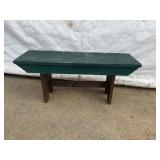 Green Painted Wooden Bench with Rectangular Seat