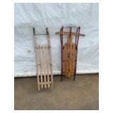 Vintage Wooden Sleds Including Flexible Flyer