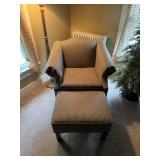 Checkerboard Upholstered Arm Chair w/ Ottoman